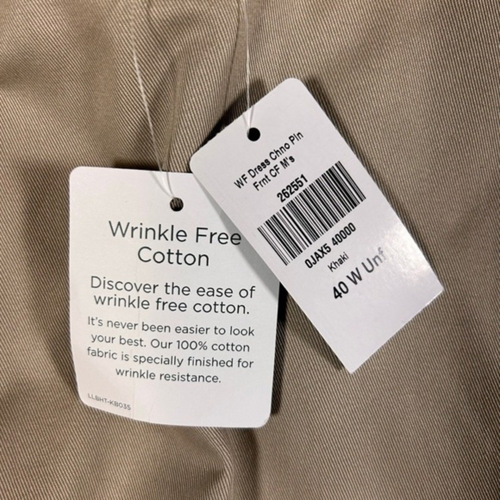 New LL Bean Chinos Mens 40 Tan 100% Cotton Wrinkle Free Classic Fit‎ Dress Pants - Picture 4 of 8